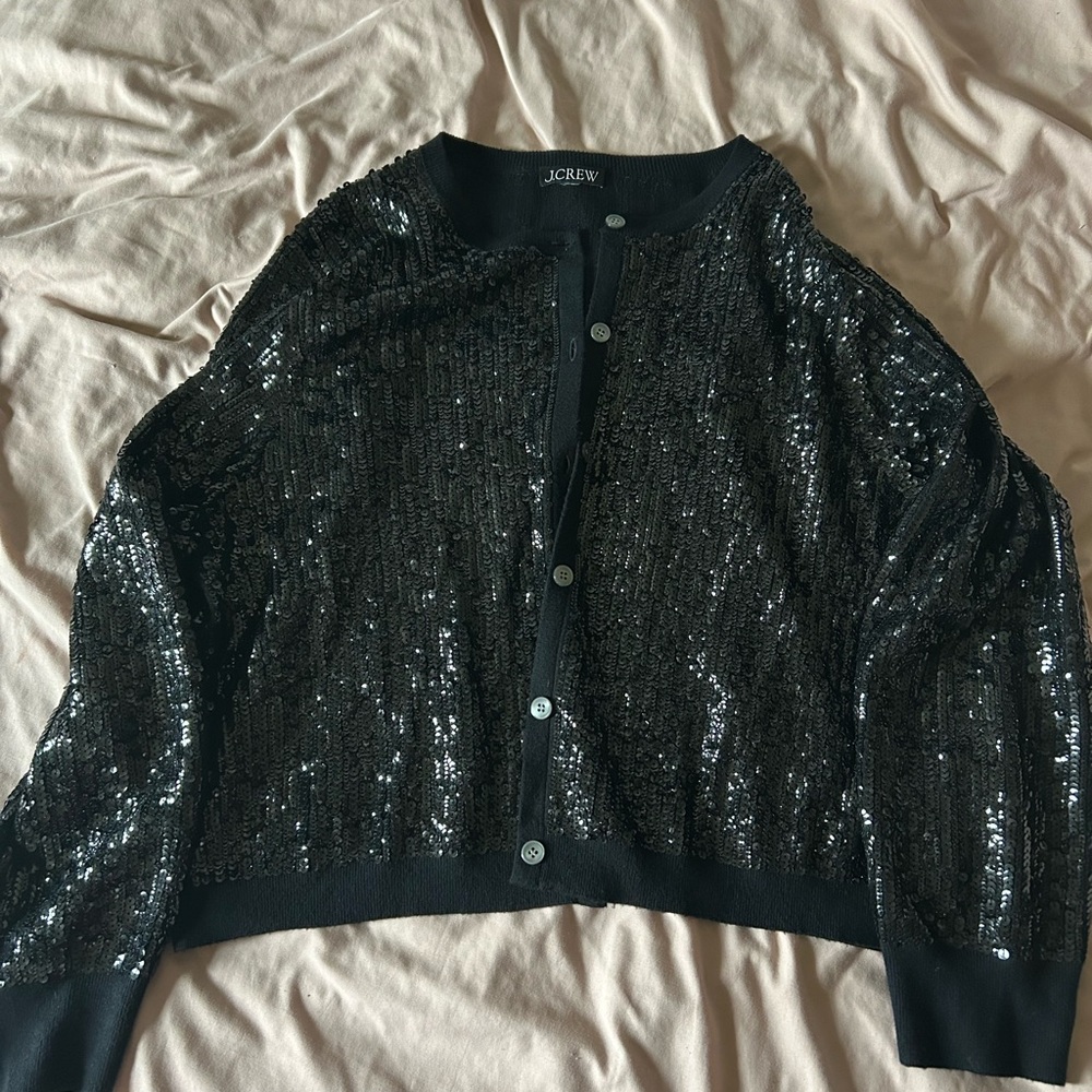 J. Crew Shimmering Black Sequin Sweater